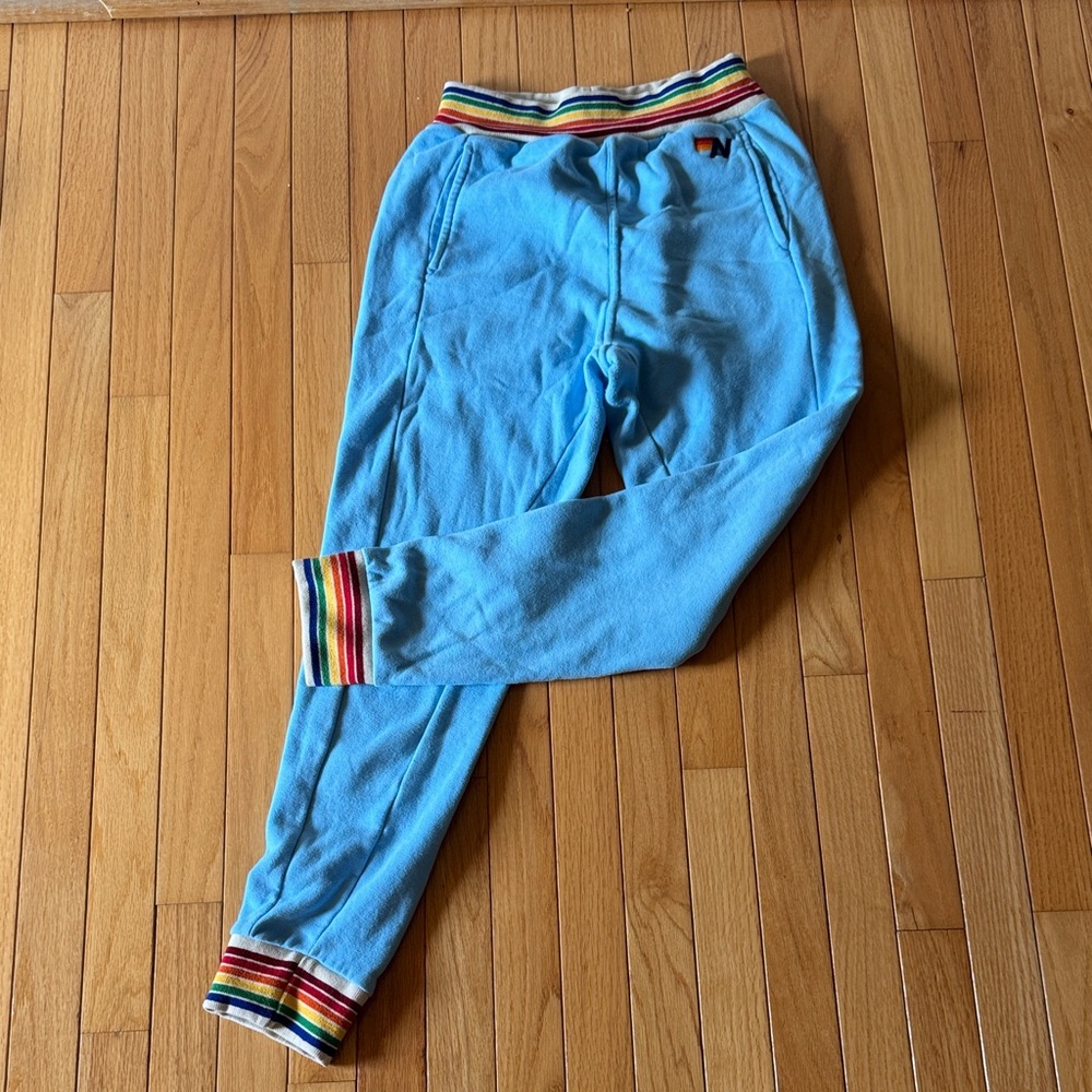 Aviator Nation Blue Joggers with Yellow and Orange Accents